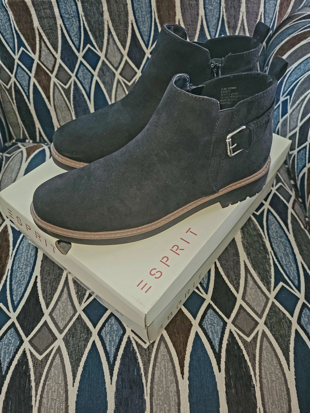 Esprit Women's Black Suede Sienna Boots with Buckle